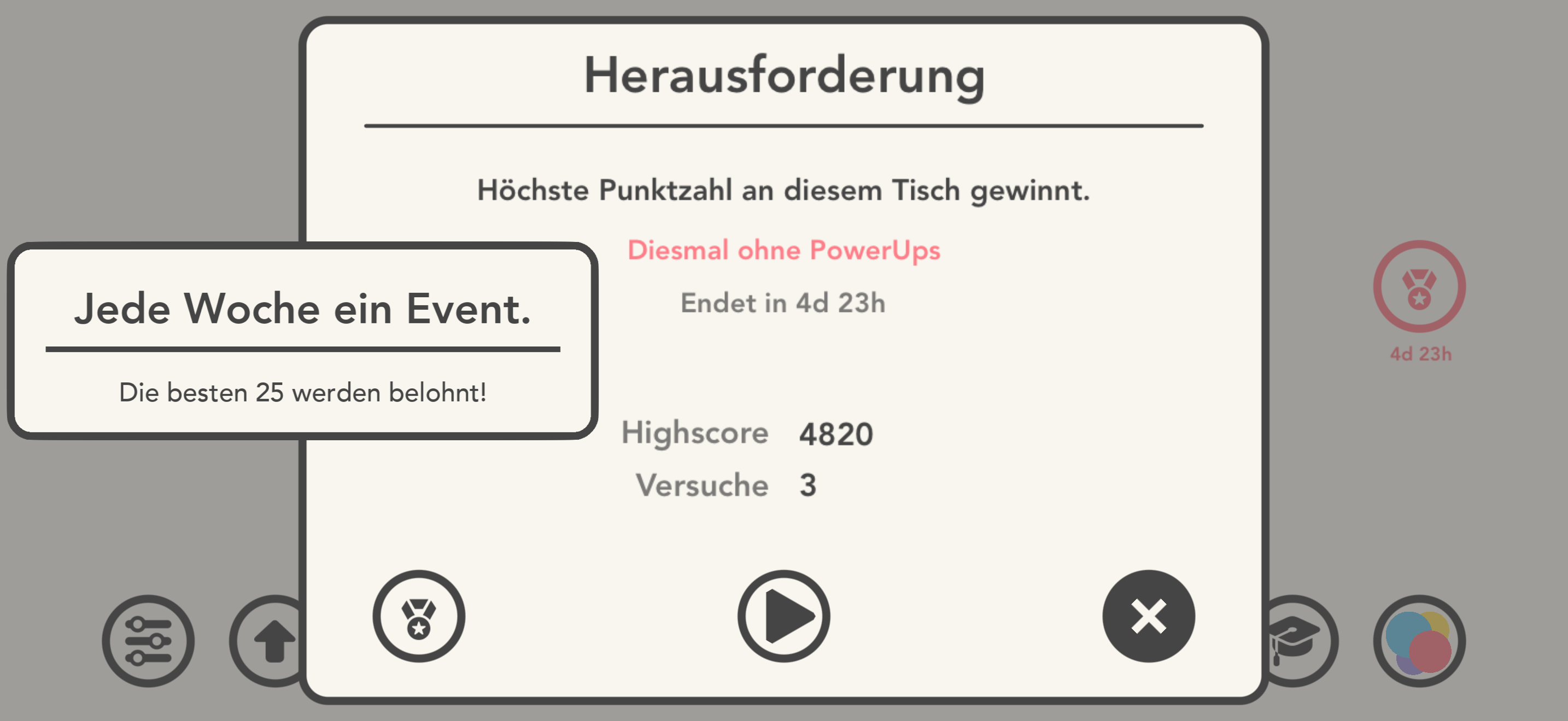 Wöchentliche Challenge mit Highscore